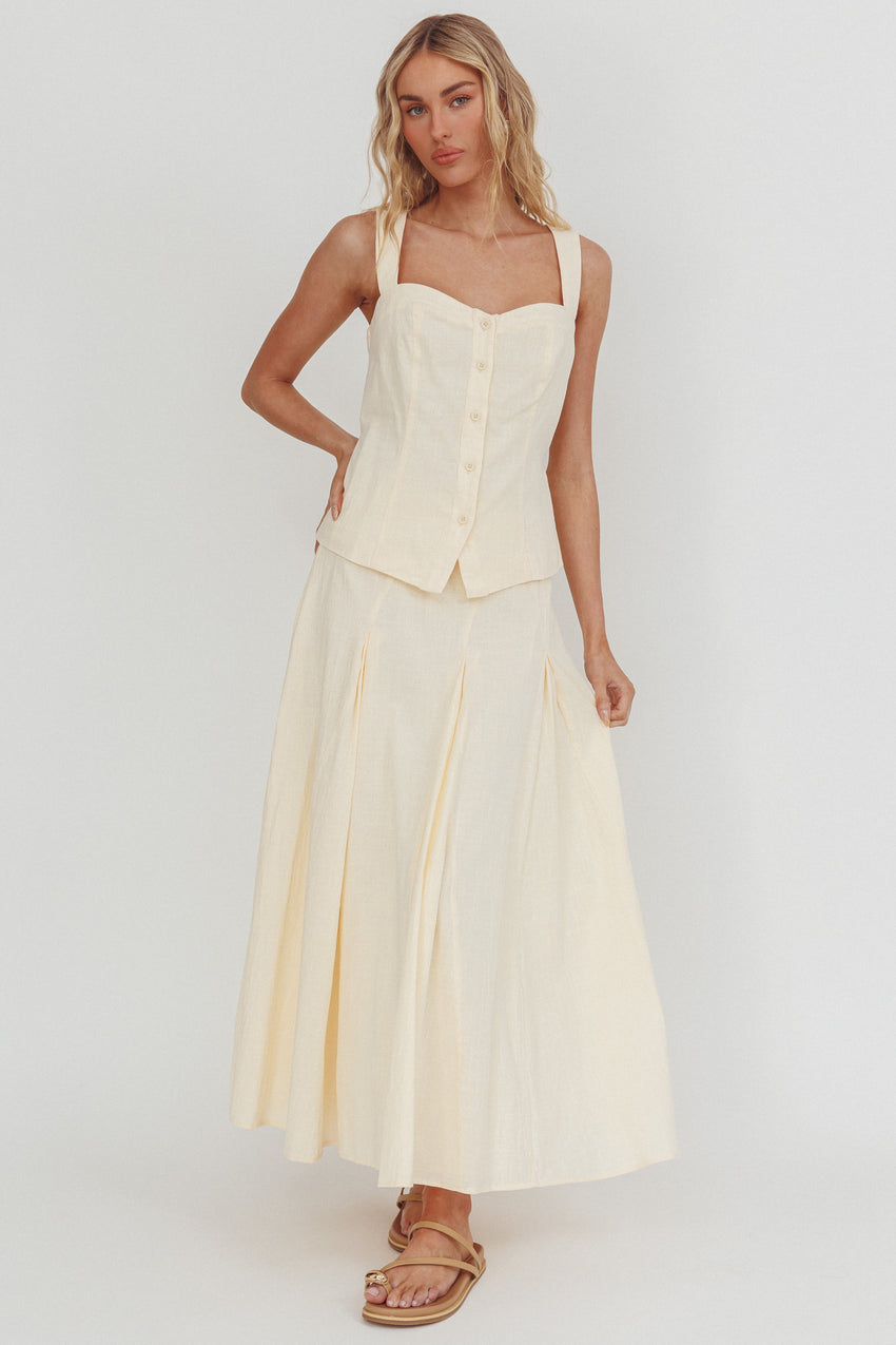 Morning Lights Godet Maxi Skirt Cream