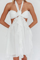Santiago Cut-Out Ruffle Mini Dress White