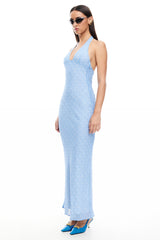 LIONESS Carrie Halter Dress Blue Check