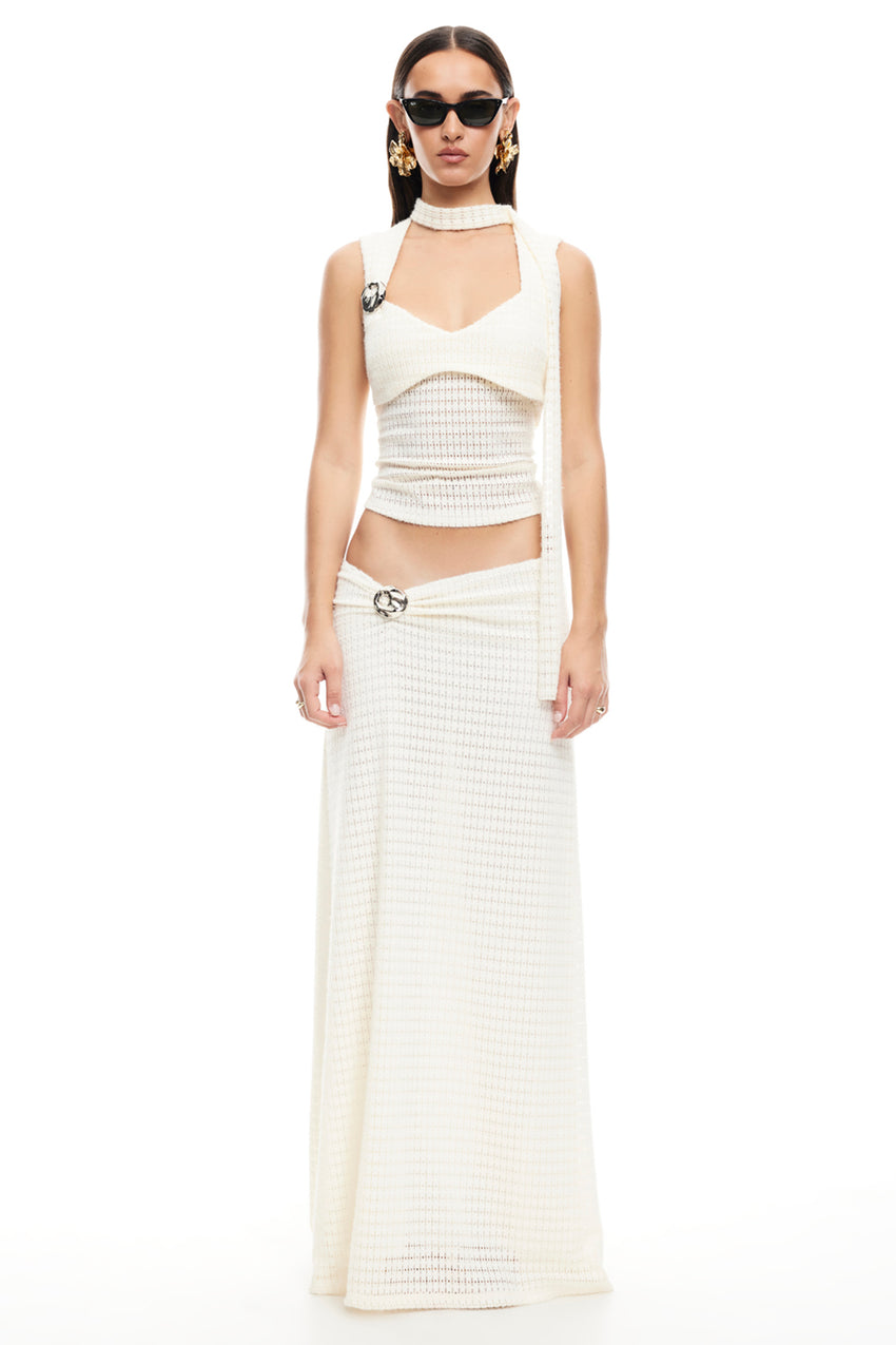 LIONESS In Your Dreams Maxi Skirt Cream