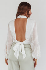 Caia Pearl Detail Open Back Top White