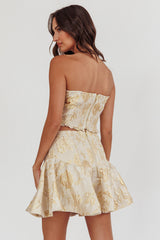 Kamilla Jacquard Corset Top Floral Gold