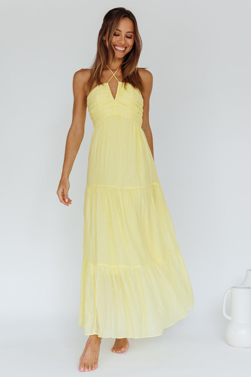 Asiah Halterneck Maxi Dress Lemon