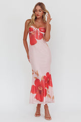 Fortune Bust Tie Maxi Dress Hibiscus Pink