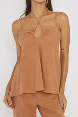 Freestyle Neck Tie Top Sand