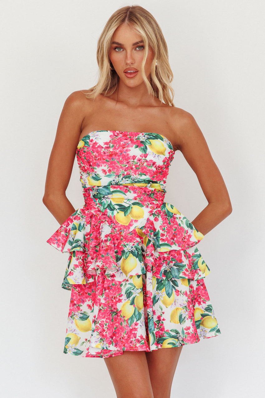 Like Me Tied Back Layered Mini Dress Citrus Pink