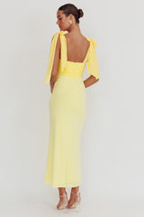 Starry Eyed Mesh Waist Maxi Dress Lemon