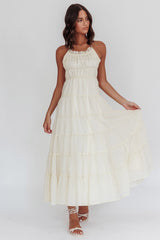 On A High Open Back Maxi Dress Ivory