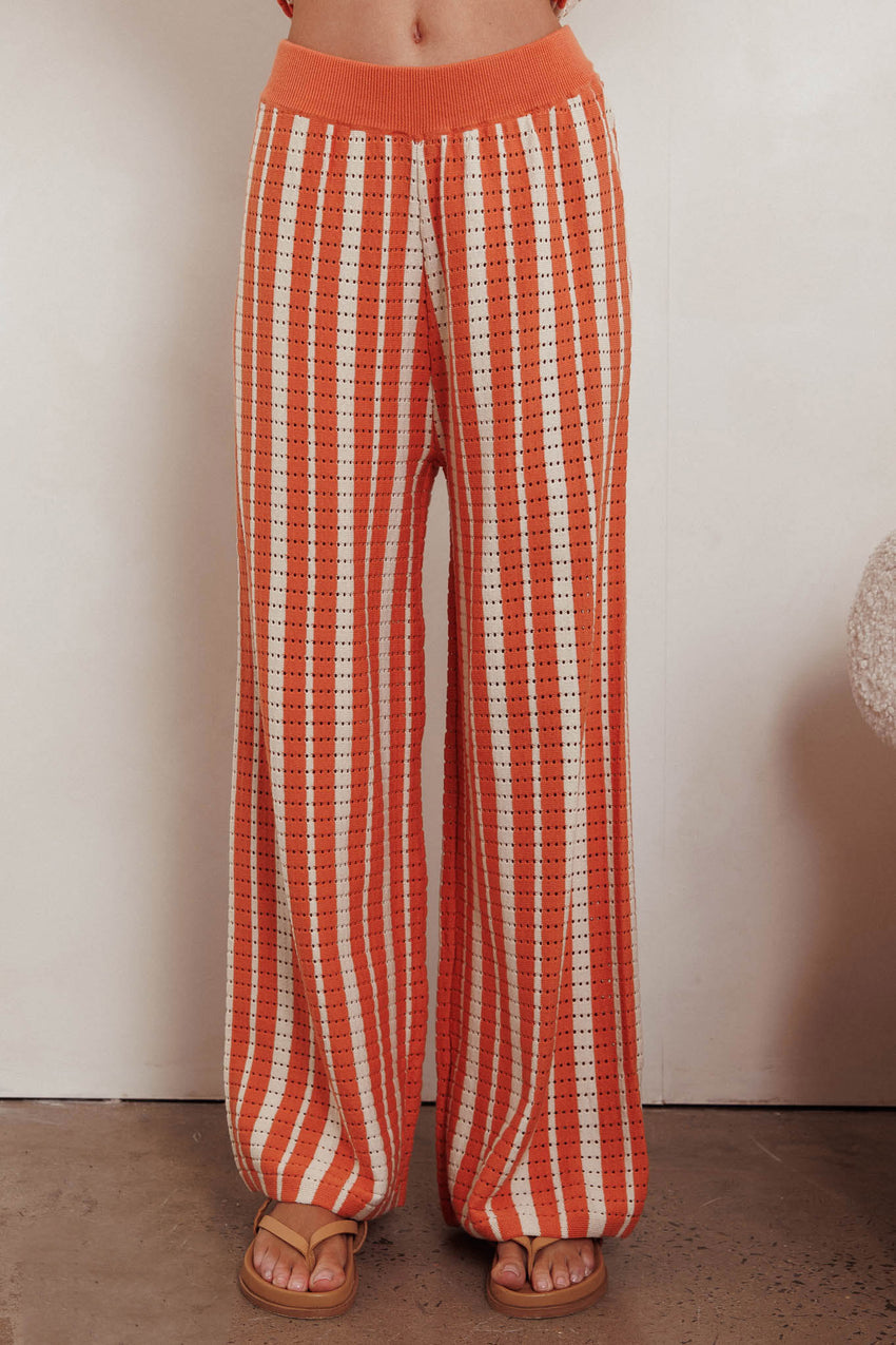 Influence Knit Straight Leg Pants Orange