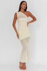 Verity One-Shoulder Sheer Maxi Dress Butter