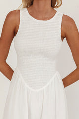 Smith Shirred Bodice Midi Dress White