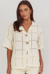 Sailor Knit Gold Button Top Cream