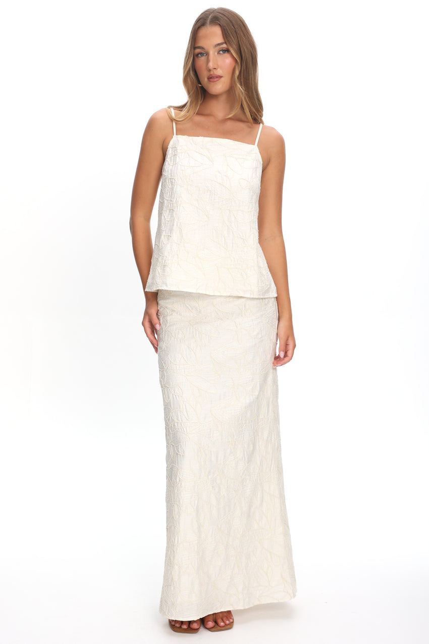 Alondra Textured Maxi Skirt Oatmeal