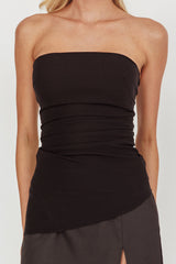 Gislynn Strapless Asymmetric Hem Top Black