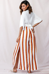 Aruba Wide Leg Side Split Pants Mustard/Brick